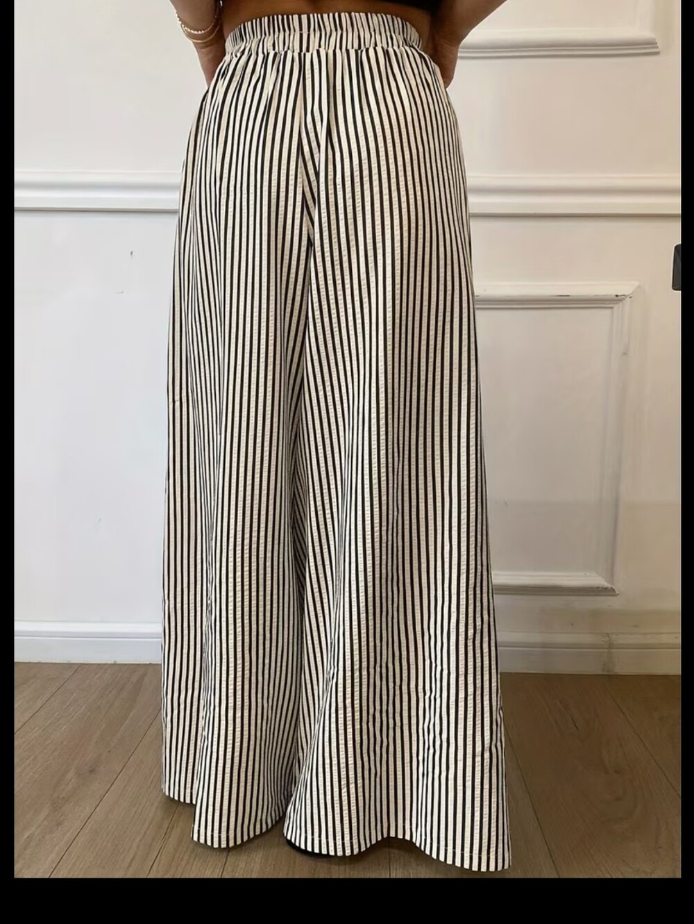 Casual Women'S Striped Wide-Leg Trousers Made Of, Featuring an Elastic Waistband - Picture 5 of 7
